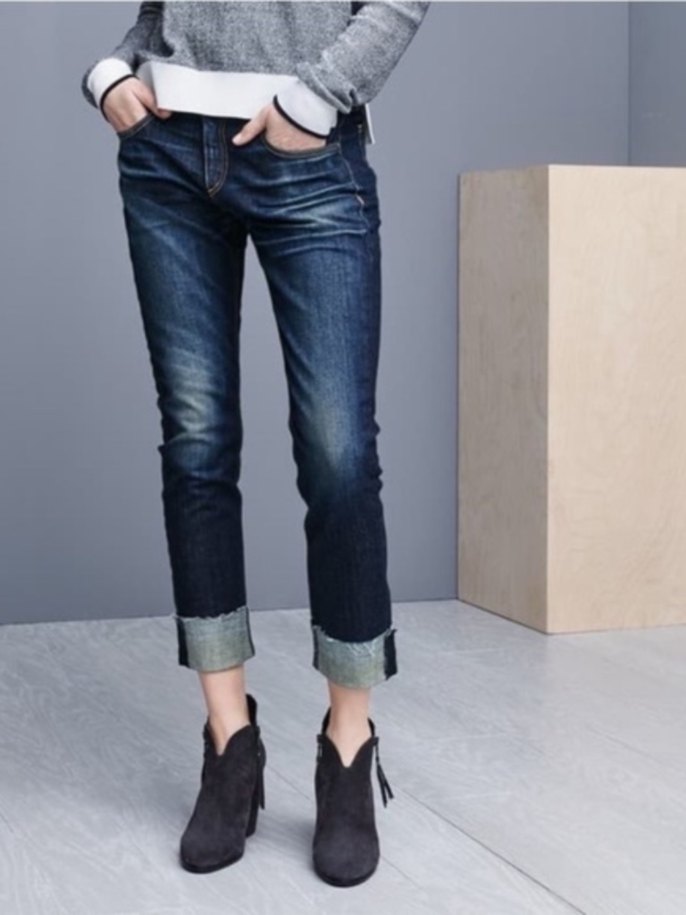 Rag & Bone Margot Fringe Asphalt Suede Bootie